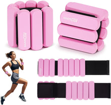 Load image into Gallery viewer, Wrist and Ankle Weights 2 Pack (1lb Each), Adjustable Silicone Wearable (Pink)