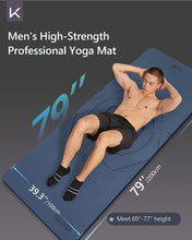 Load image into Gallery viewer, KEEP Large Yoga Mat 79"x39" for Men, 7mm Extra Thick & Oversized Exercise Mat, Non-Slip TPE Workout Mat for Home Gym, High-Density Anti-Tear Fitness Mat for Tall Users, Blue