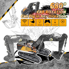 Load image into Gallery viewer, 22 Channel Remote Control Excavator, 1/14 Scale RC Excavator Metal Shovel Independent Arms
