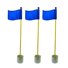 Load image into Gallery viewer, Crestgolf 3Sets Backyard Practice Golf Hole Pole Cup Flag Stick, 3 Section,Golf Putting Green Flagstick (Blue)