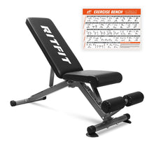 Load image into Gallery viewer, RitFit Adjustable/Foldable Utility Weight Bench for Home Gym, Weightlifting and Strength Training - Bonus Workout Poster with 35 Total Body Exercises