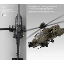 Load image into Gallery viewer, 310MM 6CH C170 AH-64D Remote Control Helicopter Aircraft for Adults Expert 1/48 RC Heli Maintain Altitude Brushless Motor / Optical Flow Positioning / Fly Upside Down 3D Rolling ( RTF 2-Battery Green)