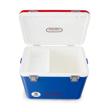 Load image into Gallery viewer, Engel UC19-RWB 19 Quart Fishing Live Bait Dry Box Ice Cooler with Stain/Odor-Resistant Surface and Shoulder Strap, Red/Blue