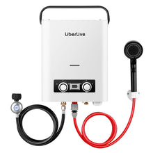Load image into Gallery viewer, Propane Tankless Water Heater, 5L 1.32 GPM Outdoor Portable Gas Instant Hot Water Heater with Digital Display Overheating Protection, for Camping Barn Cabin RV White