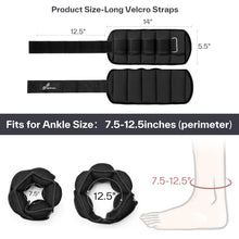 Load image into Gallery viewer, Sportneer Adjustable Ankle Weights Set - 1 Pair (2-10 lbs) Removable Sandbags- Black