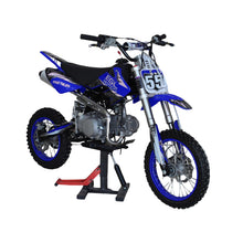 Load image into Gallery viewer, 125CC Dirt Bike (A9 Premium) 4-Stroke Kick Start Manual 4-Speed, 4.5L Fuel Tank, 14"/12" Tires for Youth Adults (Blue)