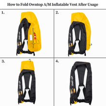 Load image into Gallery viewer, Owntop Automatic/Manual Inflatable Vest, Manual Convertible Option, Low Profile, Zipper Closure, Inflatable Fishing Jacket for Kayaking, Boating and Fishing, 24g CO2 Cylinder Included
