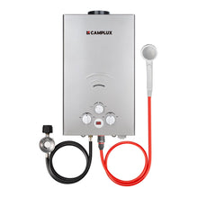 Load image into Gallery viewer, CAMPLUX Tankless Water Heater - 2.64GPM Portable Propane Heater for Off Grid, Camping, Outdoor Shower - 68,000 BTU - BW264G - Gray