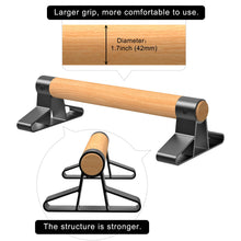 Load image into Gallery viewer, SELEWARE Wood Push-Up Bars Parallettes Anti-Slip Handstand Bars for Calisthenics, Fitness, Floor Workouts - Solid Wood Handle with Sturdy Metal Bracket, Supports to 600 lbs