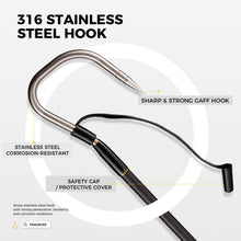 Load image into Gallery viewer, TRHUNTER Carbon Fiber Fishing Gaff Saltwater Fish Gaff with S316 Stainless Steel Fishing Hook (Black Gaff - 4'8'' - 3'' Hook)