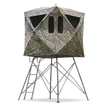 Load image into Gallery viewer, Guide Gear 6' Quad Pod Hunting Tower Blind, 2-3 Man Stand Elevated, Hunting Gear Equipment Accessories, 6x6' Mossy Oak Country Roots
