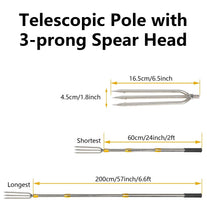 Load image into Gallery viewer, Aofong Fish Gaff 6.2ft Telescopic Rods with 1 to 3-Teeth,Sea and Ice Fishing Spear,Stainless Steel Inverted Tooth Harpoons,Thickened Fish Gig (6.2ft+3 Teeth)