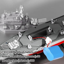 Load image into Gallery viewer, 1/390 Scale RC Warship, RC Military Battleship, RC Boat with 2motor, LED Light, Low Battery Alarm, Automatic Power Off, 2.4GHz RC Cruiser Boat