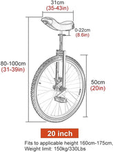 Load image into Gallery viewer, JINCAN 20" Wheel Trainer Unicycle, for Adjustable Balance Exercise Fun Bike Fitness, for Beginners/Children/Adult Safe,Comfortable