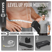 Load image into Gallery viewer, Aerobic Step Platform Set with Ankle Weights & Measuring Tape- Black