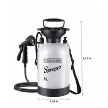 Load image into Gallery viewer, QIYUNI 5L Hand Press Portable Shower, 10 Spray Modes with Removable Hose & Shower Head, No Electric Needed – Ideal for Camping Hiking Travel Beach Garden Pet Shower (Insulation Sleeve 5L)
