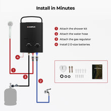 Load image into Gallery viewer, CAMPLUX 1.32 GPM Portable Water Heater, 5L Tankless Water Heater Propane Outdoor, AY132B, Black