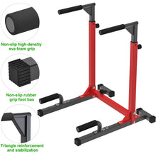 Load image into Gallery viewer, SELEWARE Heavy Duty Dip Bar, Adjustable Width & Height Dip Station - Red and Black