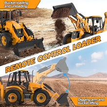Load image into Gallery viewer, DOUBL E JCB 1:20 Scale RC Excavator & Loader – Dual-Function Construction Model with Rotating Arm, Realistic Sound & Light | Ideal
