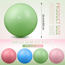 Load image into Gallery viewer, Leyndo 4 Pcs 26 Inch Yoga Exercise Ball Pilates Pregnancy Birthing Fitness Ball-(Macaron Color)
