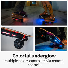 Load image into Gallery viewer, Electric Skateboard with Remote, Top Speed 22 Mph, 7.5 Miles Range, Built-in RGB Ambient Lights, Surf Skateboard Mini Cruiser