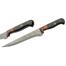 Load image into Gallery viewer, SZCO Kitchen Hammered Knife Roll Set 5PC, Wood Handle Chef Knife Set