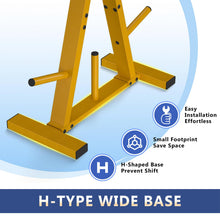 Load image into Gallery viewer, Weight Plate Rack, Weight Tree, 1-Inch Home Gym Storage Stand, Holds 300 lbs-Golden