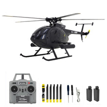 Load image into Gallery viewer, Remote Control Helicopter, C189 MD500 RC Helicopter Model, 1/28 Scale 4CH Single-Rotor Helicopter with 6-Axis Gyro and Brushless Motor (Black)