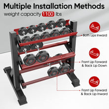 Load image into Gallery viewer, THERUN 1100lbs Adjustable 3 Tier Dumbbell Rack Stand, Hex dumbbells Hand Weights Rack Dumbbell Holder Home Gym Storage Organizer, Reverse Install Available (Rack Only)