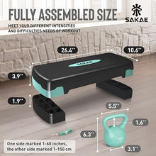 Load image into Gallery viewer, Green Black Exercise Step Platform Set with Kettlebell & Measuring Tape