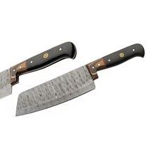 Load image into Gallery viewer, SZCO Kitchen Hammered Knife Roll Set 5PC, Wood Handle Chef Knife Set