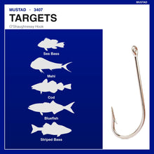 Load image into Gallery viewer, Mustad 3407 O'Shaughnessy Forged Saltwater Hook DuraTin Size 7/0 100-Pack