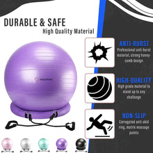 Load image into Gallery viewer, NEUMEE Yoga Ball Chair with 65cm Exercise Ball & 2 Resistance Bands(Purple)
