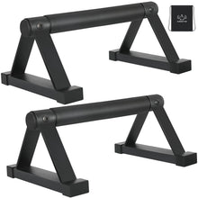 Load image into Gallery viewer, Wood push up bars Parallettes bars Anti-slip Handstand Bars for Calisthenics, Fitness, Floor workouts Solid Wood with Sturdy Metal Bracket, Support 500 lbs