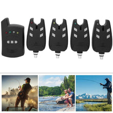 Load image into Gallery viewer, High Sensitive Electronic Fishing Bite Alarm Indicator LED Light Alert, 4 Fish Bite Alarm with 1 Receiver Indicator Sound for Other Fishing Tools and Accessories