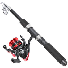 Load image into Gallery viewer, Tripquips Fishing Rod, 6.9ft 2Pcs Telescopic Fishing Rods Set, Carbon Fiber Fishing Pole, 2PCS Spinning Rod and Reel Combo with Carrier Bag Freshwater Fishing Rod and Reel Combos Kits Fishing Gear-Red