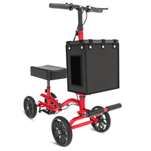 Load image into Gallery viewer, Fvzzin Lightweight Knee Scooter Crutch Alternative, Foldable & Adjustable Knee Scooter for Adults for Foot Surgery, Steerable Knee Walker with Detachable Storage Basket, Includes DIY Stickers-Hot Red