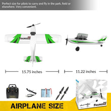 Load image into Gallery viewer, RC Plane Trainer 3CH Remote Control Airplane with Prop Saver, 6-Axis Gyro Stabilizer & 3 Modes to Fly, Hobby (400mm,Green)