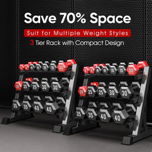Load image into Gallery viewer, THERUN 1100lbs Adjustable 3 Tier Dumbbell Rack Stand, Hex dumbbells Hand Weights Rack Dumbbell Holder Home Gym Storage Organizer, Reverse Install Available (Rack Only)