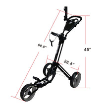 Load image into Gallery viewer, Qwik-Fold - 3-Wheel Golf Push Cart - Black/Charcoal
