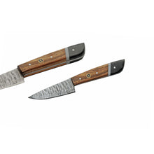 Load image into Gallery viewer, SANZ Damascus Kitchen Knife 6 Pcs - Chef Knife with Saddlewood/Micarta Handle, Full Tang Blade & Sheath - Outdoor Knife for kitchen, Camping & Outdoor uses
