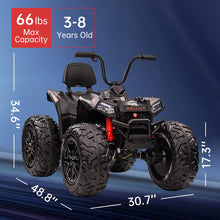Load image into Gallery viewer, 24V Ride on Car 4WD Quad Electric Vehicle, 4x80W Powerful Engine, with 7AHx2 Large Battery, Accelerator Handle, Black