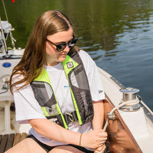Load image into Gallery viewer, BLUESTORM Stratus 35 Inflatable Life Jacket PFD for Adults | US Coast Guard (USCG) Approved Automatic Self Inflating Life Vest Preserver with Manual Ripcord (Hi-Vis Green Sailing)