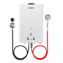 Load image into Gallery viewer, CAMPLUX Outdoor Tankless Water Heater Propane, 4.22 GPM Propane Tankless Water Heater, 16L Outdoor Water Heater for Camping, Remote Cabins, Tiny House & Mobile Home, 110,000 BTU, BW422
