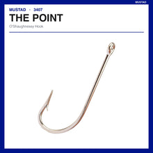 Load image into Gallery viewer, Mustad 3407 O'Shaughnessy Forged Saltwater Hook DuraTin Size 7/0 100-Pack