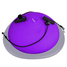 Load image into Gallery viewer, kisnbld Half Balance Ball Trainer, Inflatable 19/23 Inch Half Exercise Ball with Resistance Bands -Purple
