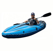 Load image into Gallery viewer, Nuwani 9ft Inflatable Fishing Kayak, 1-Person Foldable Boat, 220lb Capacity with Aluminum Oars, High Output Pump, Adjustable Seat, Removable Fins, Cargo Net for Adults, Lakes, Rivers and Fishing