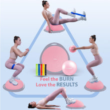 Load image into Gallery viewer, kisnbld Half Balance Ball Trainer, Inflatable 19/23 Inch Half Exercise Ball with Resistance Bands -Pink