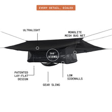 Load image into Gallery viewer, Haven Tents Lay Flat Hammock Tent - Waterproof Camping Hammock with Mosquito Net, Insulated Pad and Rainfly - Haven Tent, Haven XL, Haven Safari (Black, Spectre - 80"x30")