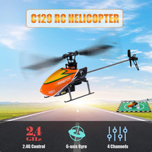 Load image into Gallery viewer, C129 RC Helicopter for Adults and Kids, 4 Channel 2.4Ghz Remote Control Helicopter with 6-Axis Gyro (Orange)